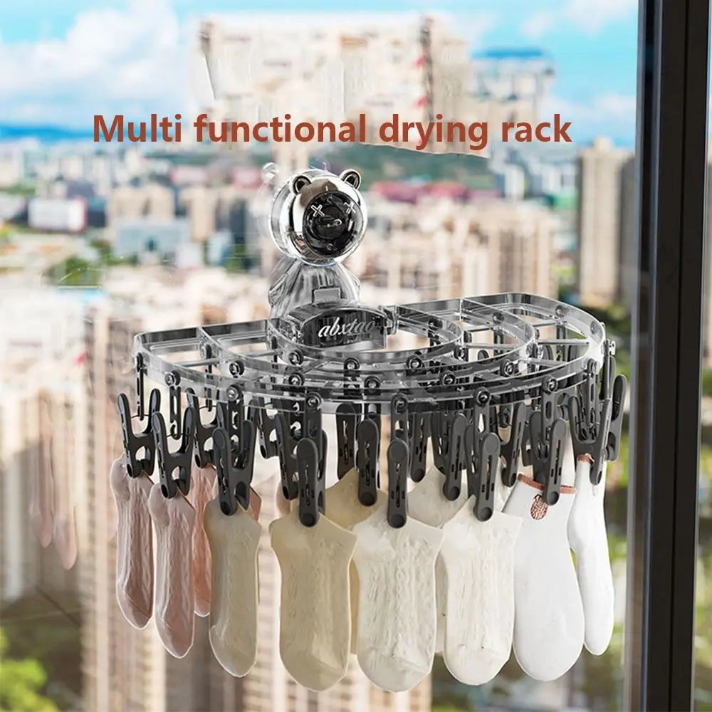 Main With Clips Suction Cup Sock Hanger Foldable Retractable Sock Drying image