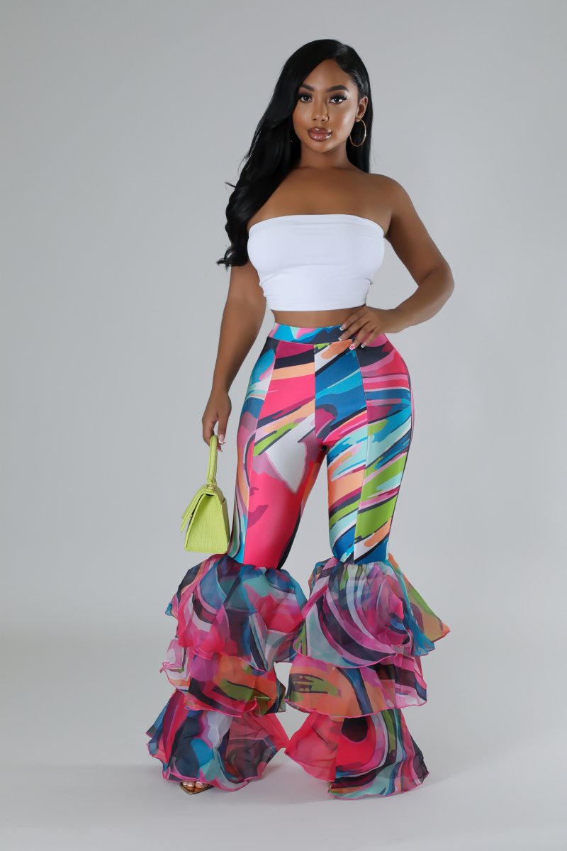 Main Trendy Colors Ruffled Bottom Pants image