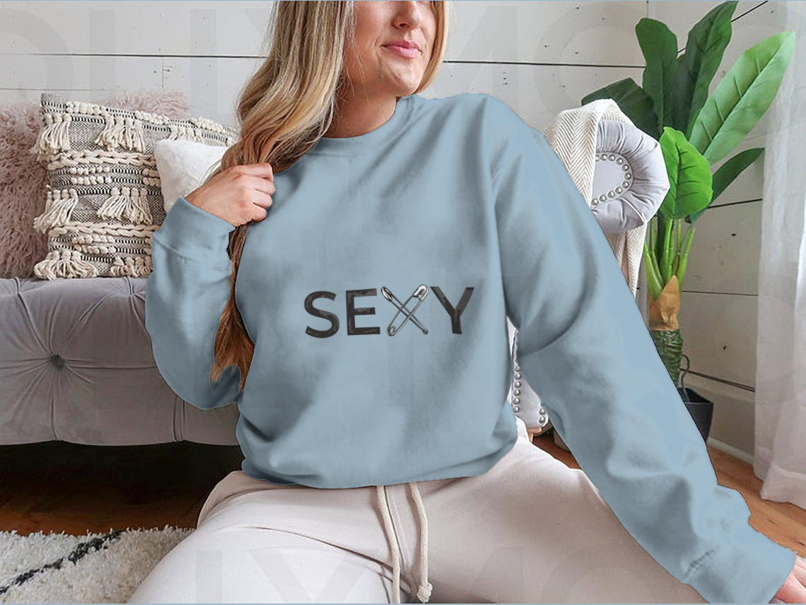 Main Sexy Slogan With Crossed Safety Pins Illustration image